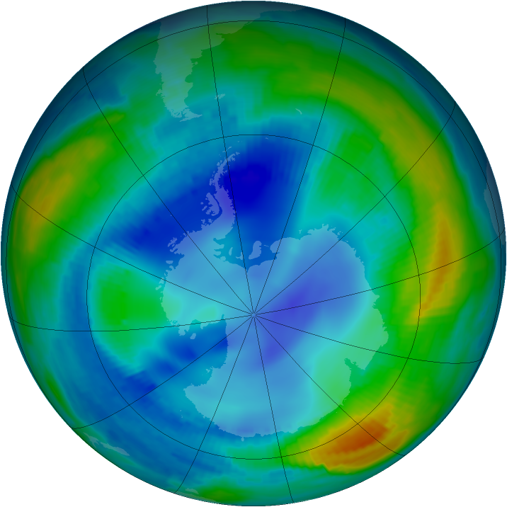 Antarctic ozone map for 07 August 1997
